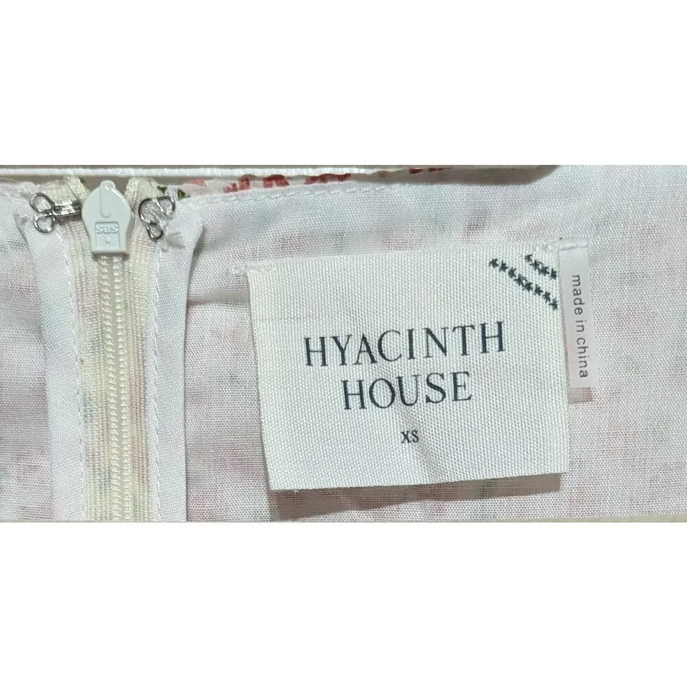 Hyacinth House Tuckernuck NWT Peplum Blouse XS Floral Pink White Puff Sleeve Top
